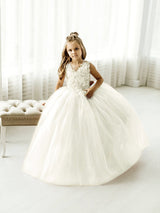 Lovely Puffy Sleeveless Flower Girl Dresses Lace Appliqued-stylesnuggle