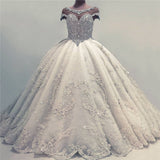 Luxurious Ball Gown Wedding Dresses, Shiny Crystals Bridal Gowns with Flowers at stylesnuggle.com. 1000+ Styles to choose from, fast delivery worldwide, shop now.