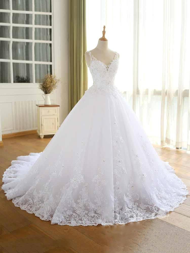 stylesnuggle offers Luxurious Lace Beaded Wedding Dresses latest V Neck Straps Long Ball Gown Wedding Party Bridal Dress at a good price from White,Ivory,Blushing Pink,Champagne,Black, Lace to A-line Floor-length hem. Extra coupon to save a heap.