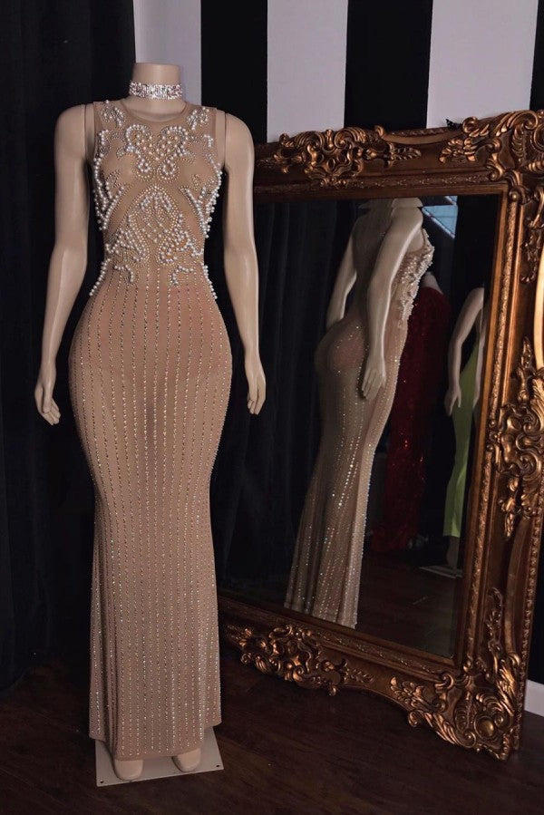 Looking for Prom Dresses, Evening Dresses, Real Model Series in Column style,  and Gorgeous Beading work? stylesnuggle has all covered on this elegant Luxurious Sleeveless Pearls Beading Long Mermaid Evening Dresses.