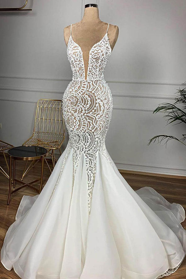 stylesnuggle.com supplies you Luxurious Spaghetti Strap Mermaid Hollow Wedding Dress online at an affordable price. Shop for Amazing Sleeveless collections for special events.