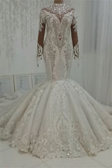 stylesnuggle.com supplies you Luxurious Sparkle Beaded High neck Fit and Flare Mermaid Wedding Dress at reasonable price. Fast delivery worldwide. 