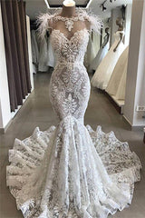 Luxurious White Hollow Sweetheart Open Back Lace Long Wedding Dress with Fur Neckline-stylesnuggle