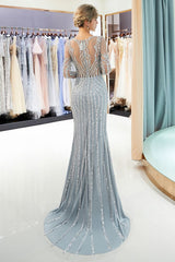 stylesnuggle offers MARLENE Mermaid Sequined Pattern Long Sleevess Evening Dresses at a cheap price from Gold, Champagne, Gray,  Stretch Satin to Mermaid Floor-length hem. Gorgeous yet affordable Long Sleevess Prom Dresses, Evening Dresses.