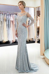 stylesnuggle offers MARLENE Mermaid Sequined Pattern Long Sleevess Evening Dresses at a cheap price from Gold, Champagne, Gray,  Stretch Satin to Mermaid Floor-length hem. Gorgeous yet affordable Long Sleevess Prom Dresses, Evening Dresses.