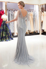 stylesnuggle offers MAXINE Mermaid Sweetheart Illusion Neckline Sequins Beading Evening Dresses at a cheap price from Gold, Gray,  Tulle to Mermaid Floor-length hem. Gorgeous yet affordable Sleeveless Prom Dresses, Evening Dresses.