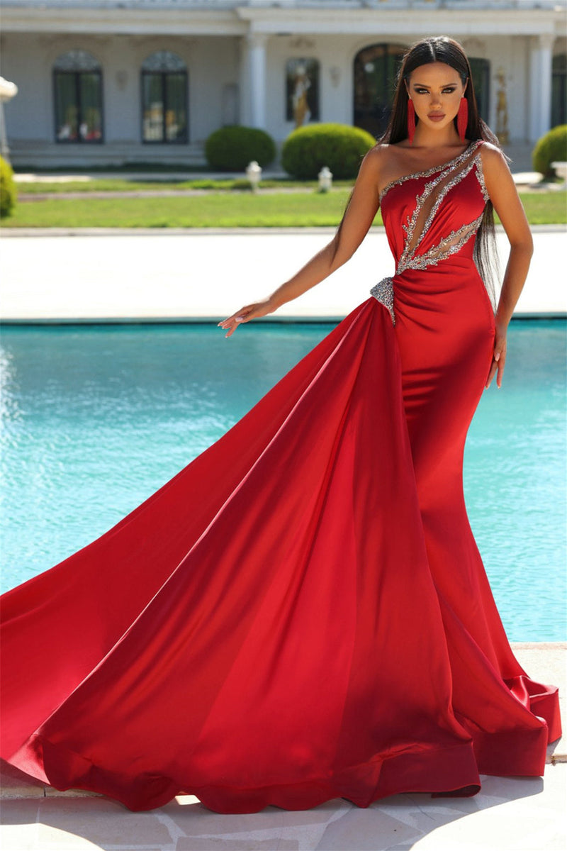 Mermaid Asymmetrical Beaded Floor-length Sleeveless Open Back With Side Train Prom Dress-stylesnuggle