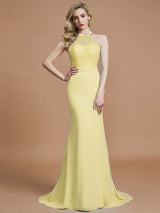 Charming Mermaid Sleeveless Scoop Chiffon Bridesmaid Dresses