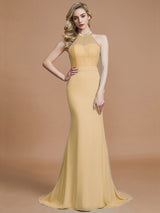 Charming Mermaid Sleeveless Scoop Chiffon Bridesmaid Dresses