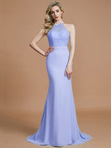 Charming Mermaid Sleeveless Scoop Chiffon Bridesmaid Dresses