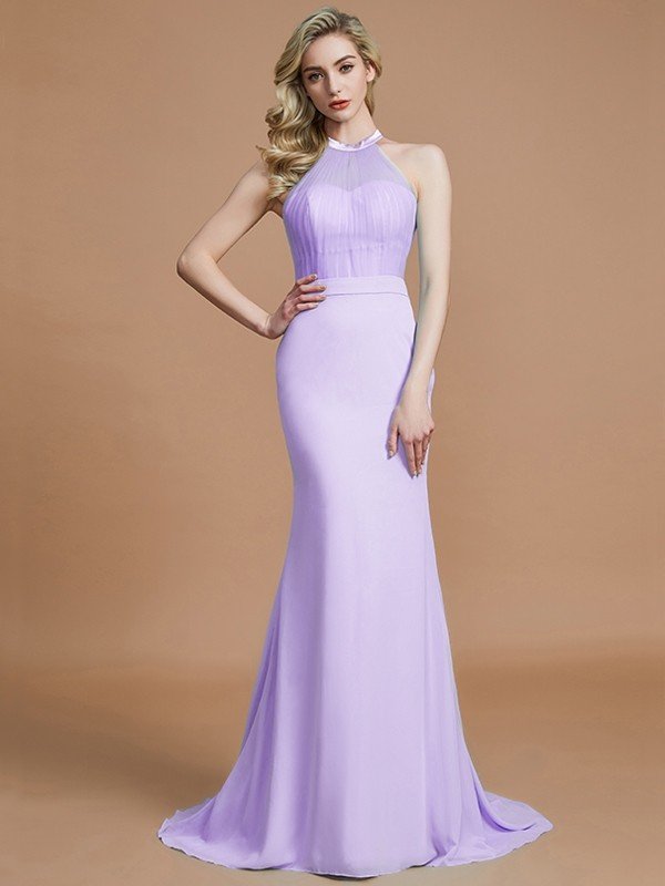 Charming Mermaid Sleeveless Scoop Chiffon Bridesmaid Dresses