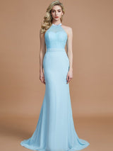 Charming Mermaid Sleeveless Scoop Chiffon Bridesmaid Dresses