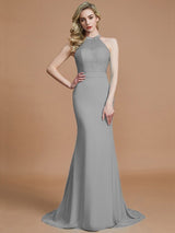 Charming Mermaid Sleeveless Scoop Chiffon Bridesmaid Dresses