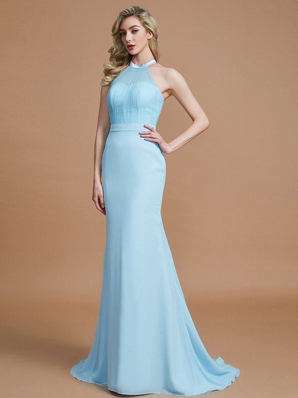 Charming Mermaid Sleeveless Scoop Chiffon Bridesmaid Dresses