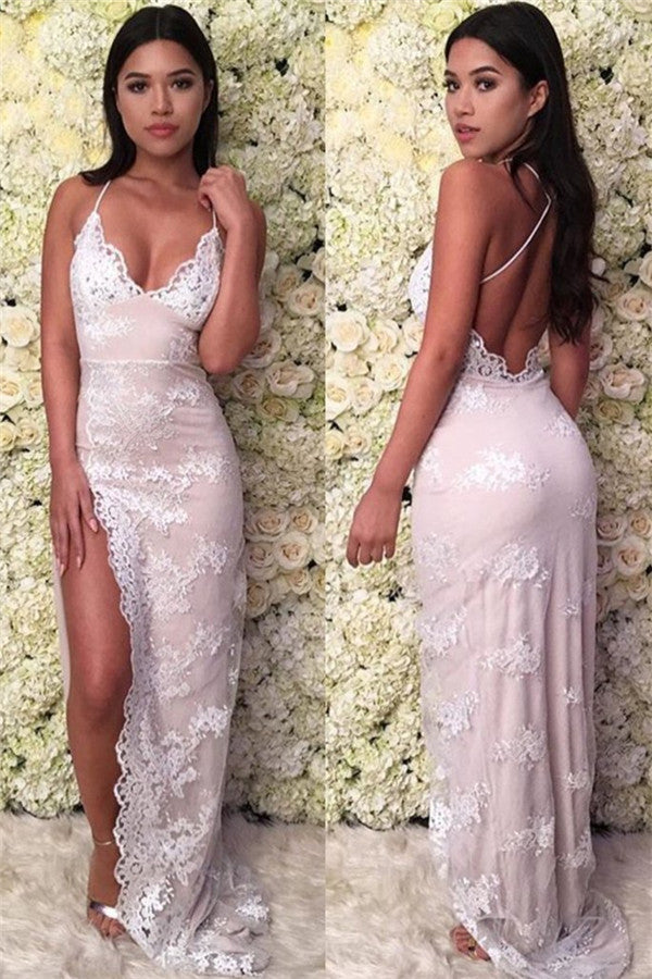 Do not know where to get Mermaid Gorgeous Spaghetti-Straps Lace Appliques Backless Prom Dresses? stylesnuggle is here for you,  you can find all kinds of styles affordable prom dresses,  30+ colors available.