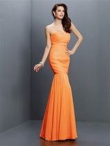 Charming Mermaid Sweetheart Pleats Sleeveless Long Chiffon Bridesmaid Dresses