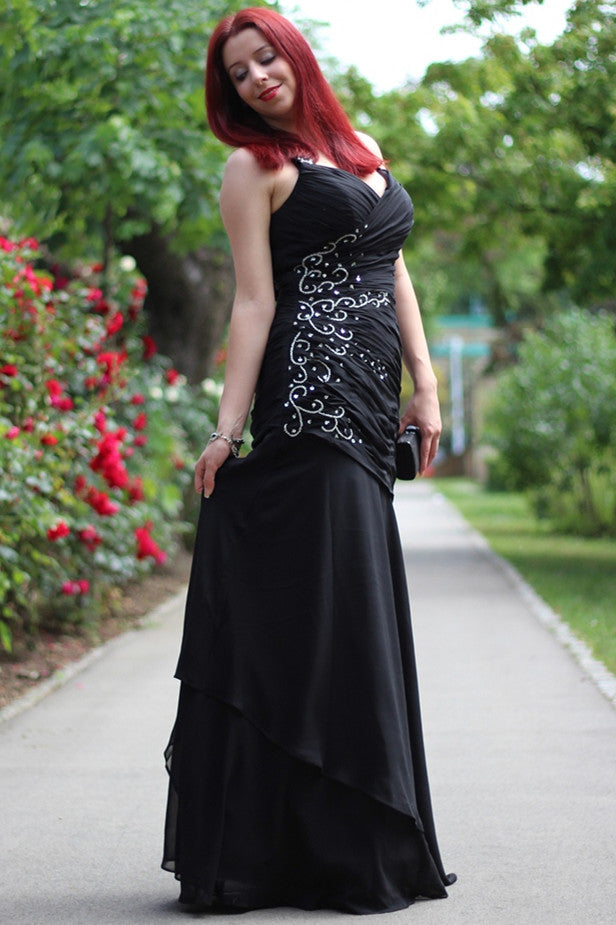 Mermaid Halter Sleeveless Floor Length Chiffon Beading Evening Dress-stylesnuggle