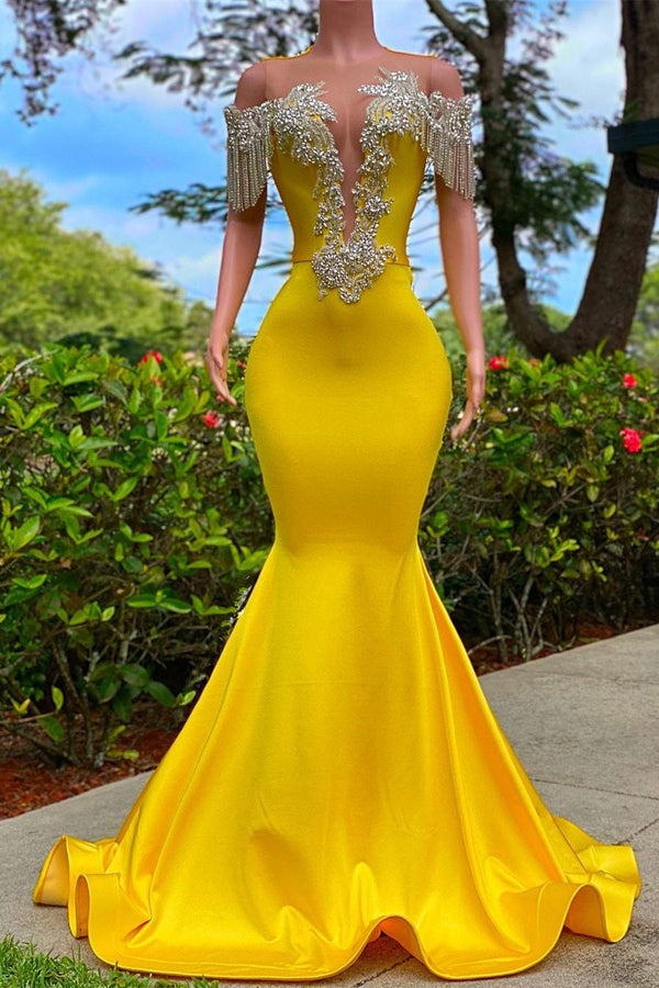 Mermaid Jewel Beading Applique Floor-length Sleeveless Open Back Prom Dress-stylesnuggle