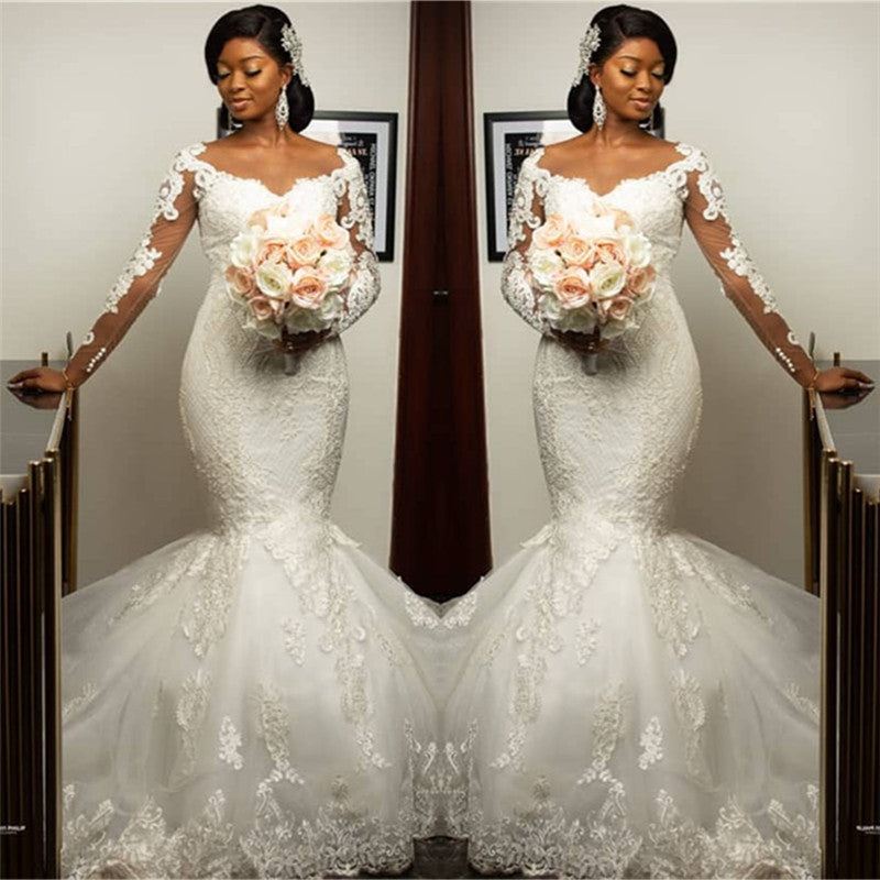 Custom made this Mermaid Lace Appliques Wedding Dresses on stylesnuggle. We offer extra coupons,We provide worldwide shipping and will make the dress perfect for everyoneone.