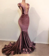 stylesnuggle offers Mermaid Sleeveless Floor Length Appliques Velvet Prom Dresses at a cheap price from Mermaid hem.. Check our Gorgeous yet affordable real model series,  all in latest design with delicate details.