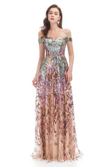 Mermaid Strapless Off-the-shoulder Sequined Floor-length Sleeveless Open Back Prom Dress-stylesnuggle