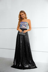 Mermaid Strapless Sequined Floor-length Sleeveless Backless Lace Prom Dress-stylesnuggle