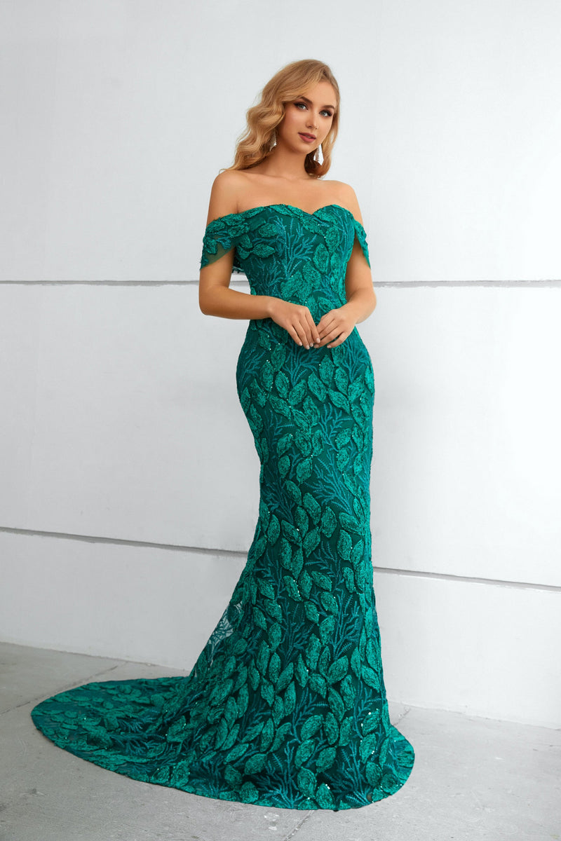 Mermaid Sweetheart Off-the-shoulder Floor-length Sleeveless Backless Appliques Lace Prom Dress-stylesnuggle