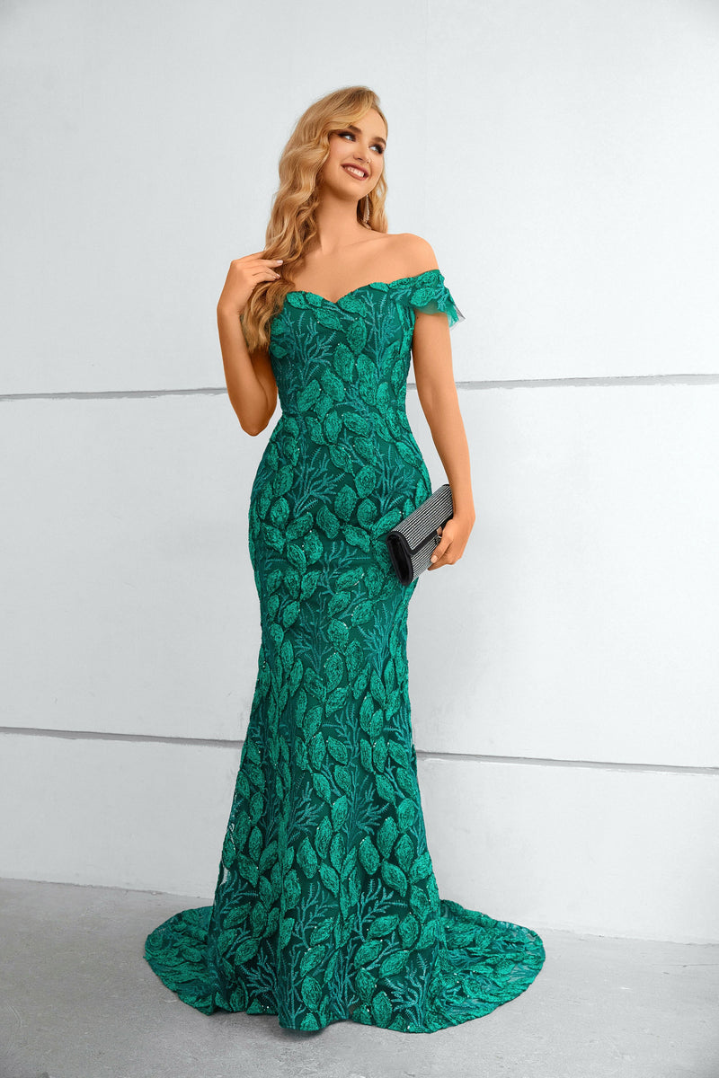 Mermaid Sweetheart Off-the-shoulder Floor-length Sleeveless Backless Appliques Lace Prom Dress-stylesnuggle