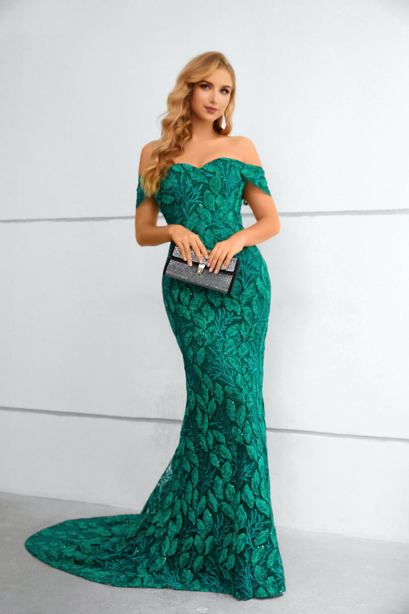 Mermaid Sweetheart Off-the-shoulder Floor-length Sleeveless Backless Appliques Lace Prom Dress-stylesnuggle