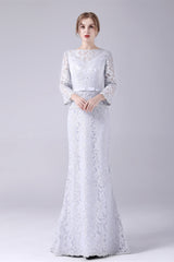 Mermaid V-neck Lace Floor Length Long sleeves mother's dress-stylesnuggle