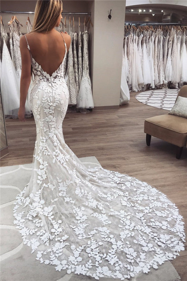 stylesnuggle has a great collection of Modern Applique Spaghetti-Strap Wedding Dresses Backless Sleeveless at an affordable price. Welcome to buy high quality from us