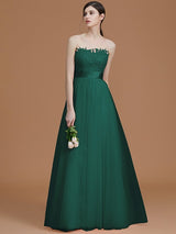 A-Line Charming Bateau Sleeveless Applique Tulle Bridesmaid Dresses