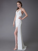 Beach Wedding Dresses Sexy Bridal Dress High Split Ivory Sheath Straps Summer Wedding Gowns