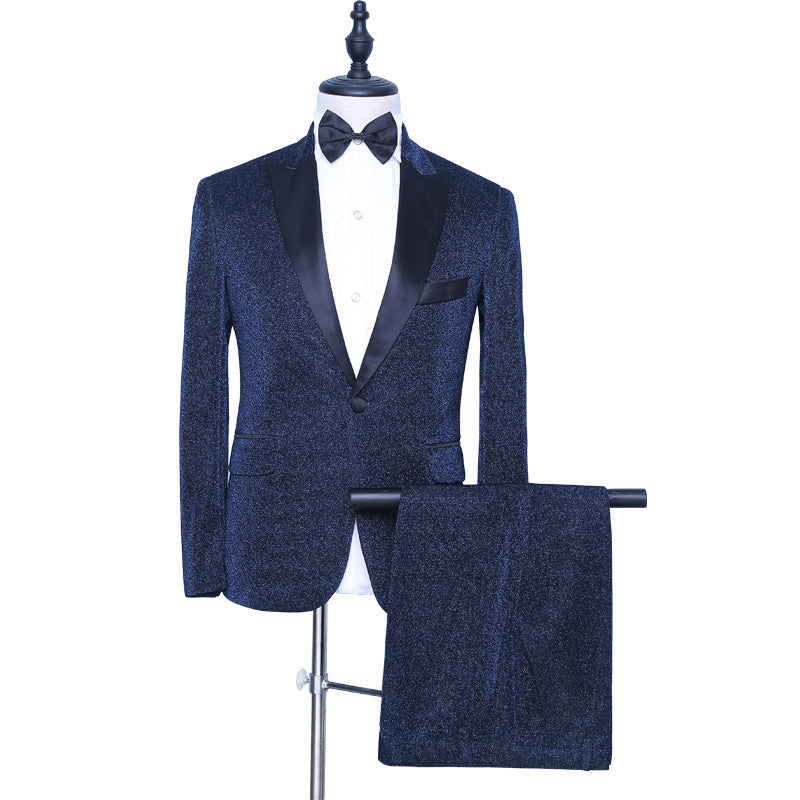 Modern Dark Navy Peaked Lapel Designer Men Suits for Prom-stylesnuggle