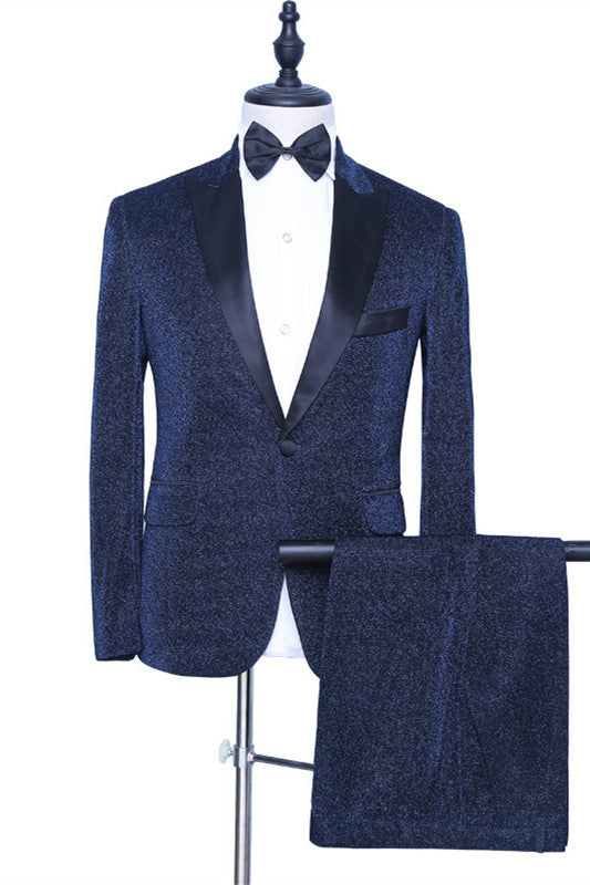 Modern Dark Navy Peaked Lapel Designer Men Suits for Prom