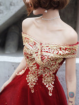 Evening Dress A-Line Bateau Neck Tulle Floor-Length Sequins Sequined Dress