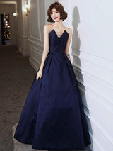 Evening Dress A-Line Strapless Satin Fabric Floor-Length Pleated Social Party Dresses