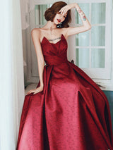 Evening Dress A-Line Strapless Satin Fabric Floor-Length Pleated Social Party Dresses