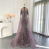 Modern High Neck Pearls Prom Dress Mermaid Long With Ruffle-stylesnuggle