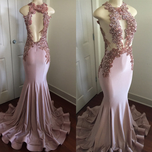 Modern Lace Appliques Sleeveless Prom Party Gowns| Mermaid Prom Party Gowns. Free shipping,  high quality,  fast delivery,  made to order dress. Discount price. Affordable price. Shop stylesnuggle Official.