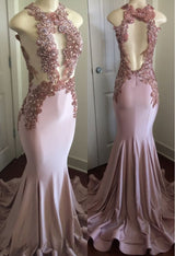 Modern Lace Appliques Sleeveless Prom Party Gowns| Mermaid Prom Party Gowns. Free shipping,  high quality,  fast delivery,  made to order dress. Discount price. Affordable price. Shop stylesnuggle Official.