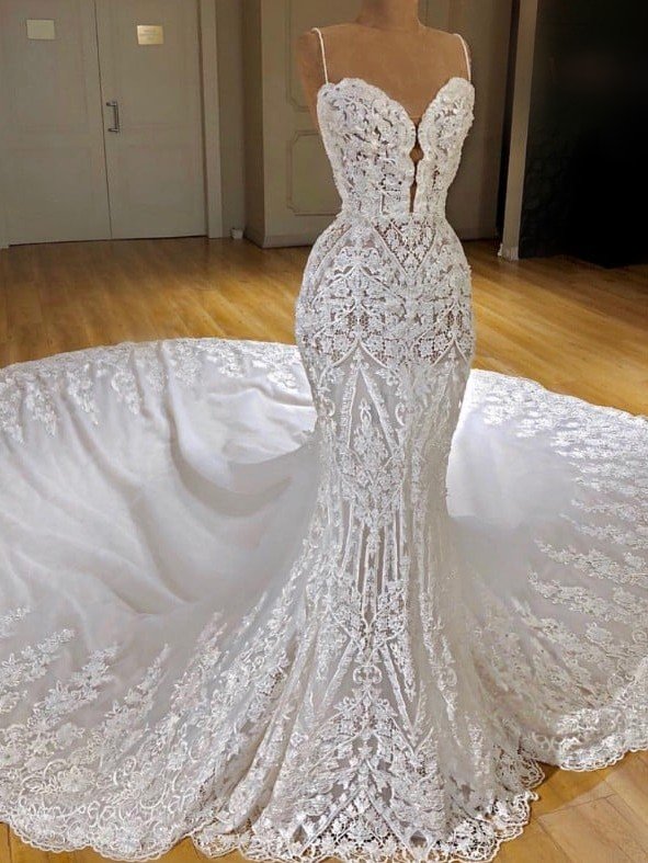 Modern Lace Mermaid Wedding Dresses Spaghetti Straps Appliques Bridal Gowns. 1000+ Styles to choose from, fast delivery worldwide, shop now.