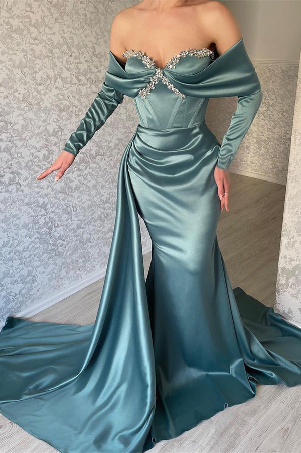 Modern Off-the-shoulder Long Sleeves Prom Dresses Mermaid Long With-stylesnuggle