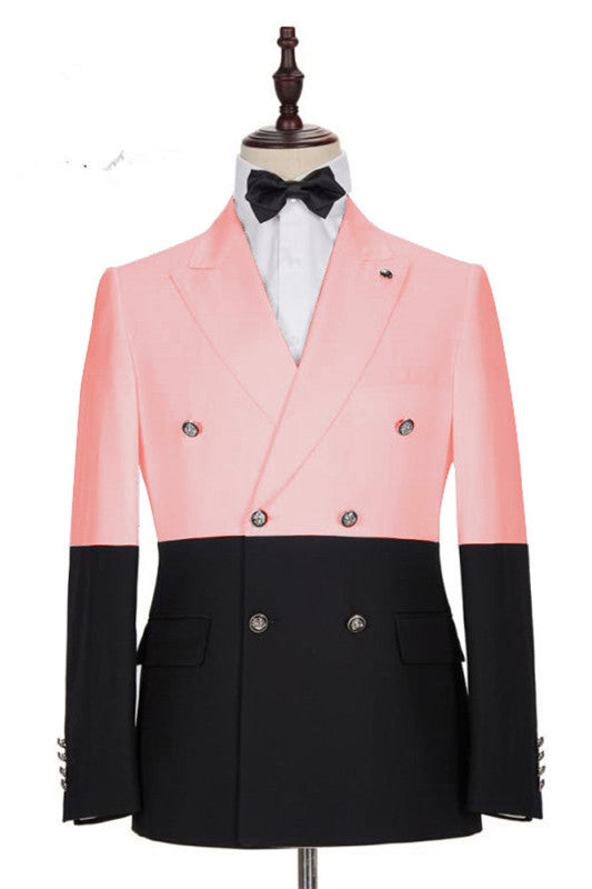 Modern Pink Double Breasted Slim Fit Designer Men Suits for Prom