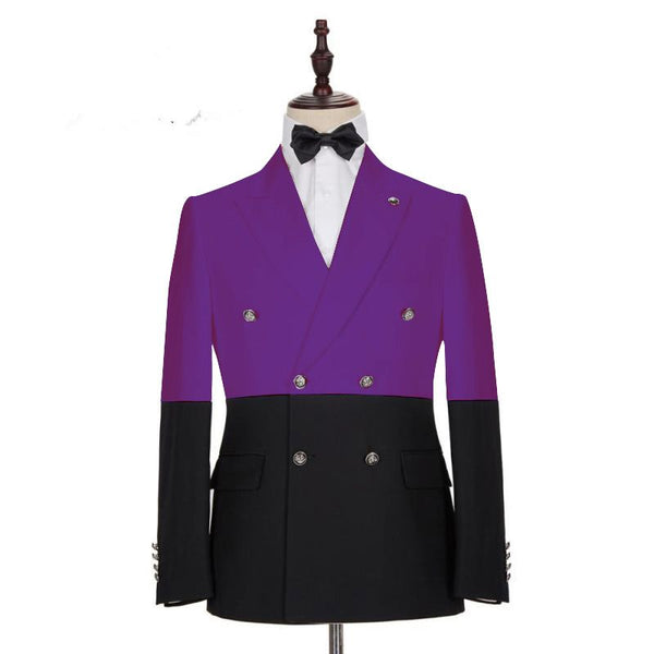 Modern Purple Double Breasted Peaked Lapel Men's Prom Suits Online-stylesnuggle