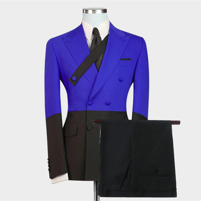 Modern Royal Blue Double Breasted Peaked Lapel Men's Prom Suits Online-stylesnuggle