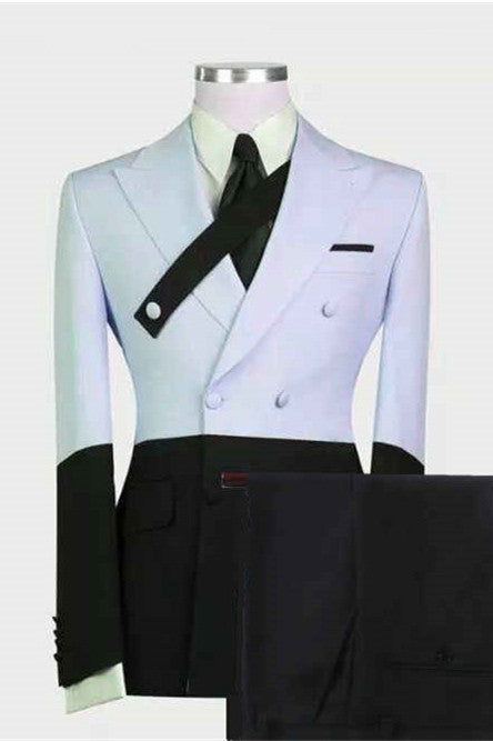 Modern Sky Blue Designer Peaked Lapel Men's Prom Suits Online