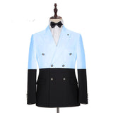 Modern Sky Blue Double Breasted Men Suits with Peaked Lapel-stylesnuggle