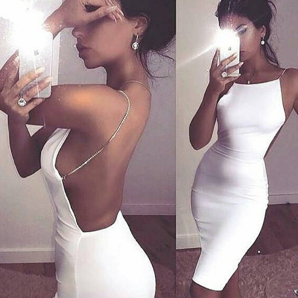 Looking for short prom dresses in white,  Spaghetti-Strap style,  and backless pattern? stylesnuggle has all covered on this Modern Spaghetti-Strap Short Homecoming Dresses Sleeveless White Backless Cocktail Dress.