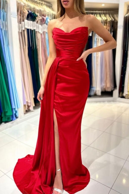 Modern Sweetheart Sleeveless Mermaid prom Dresses With Front Split-stylesnuggle